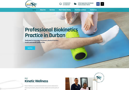 Biokineticist in Durban website design portfolio project
